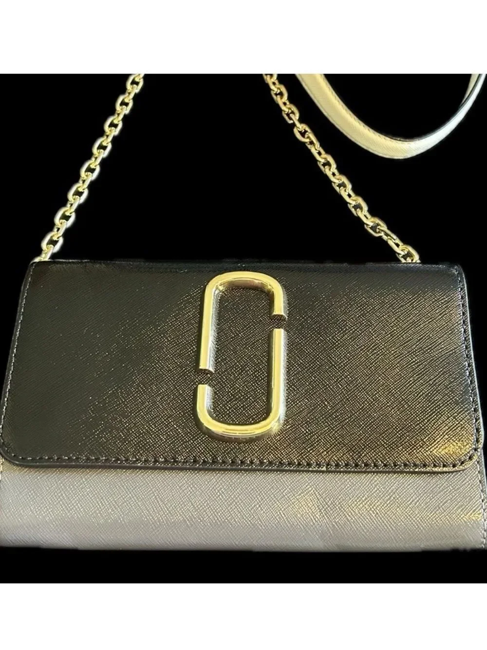 Marc Jacobs Stylish Black & Gray Women's Bag Wallet On Chain for Cards and Phone